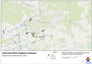 Waterschap Aa en Maas: Hoge concentraties PFOS in oppervlaktewater nabij defensieterreinen.